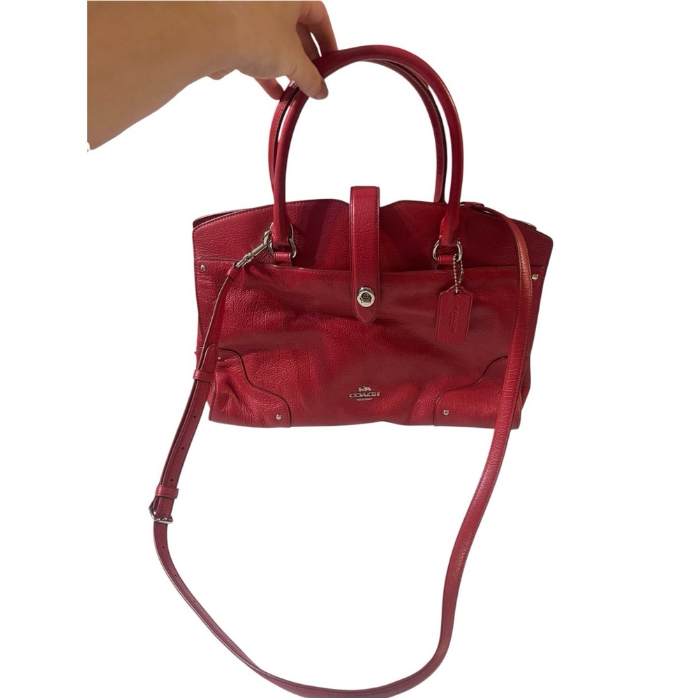 COACH Mercer 30 Red Leather Satchel F37575 With Crossbody
